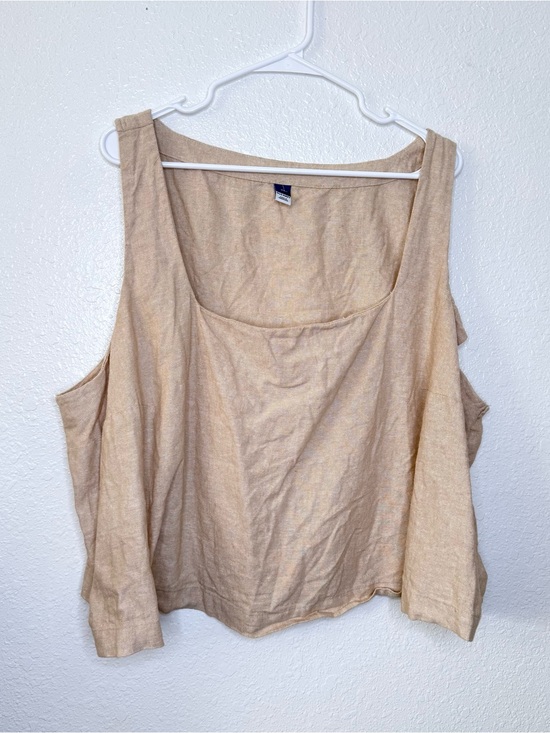 Old Navy Tops - 🍓 Old Navy NEW Spring Summer Cropped Linen Blend Square Neck Neutral Tank Top 3X
